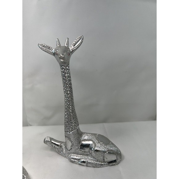Set Of Vtg Poompuhar Indian‎ Folk Art Decorative Giraffes Silver Tone 7.5” - Picture 6 of 14